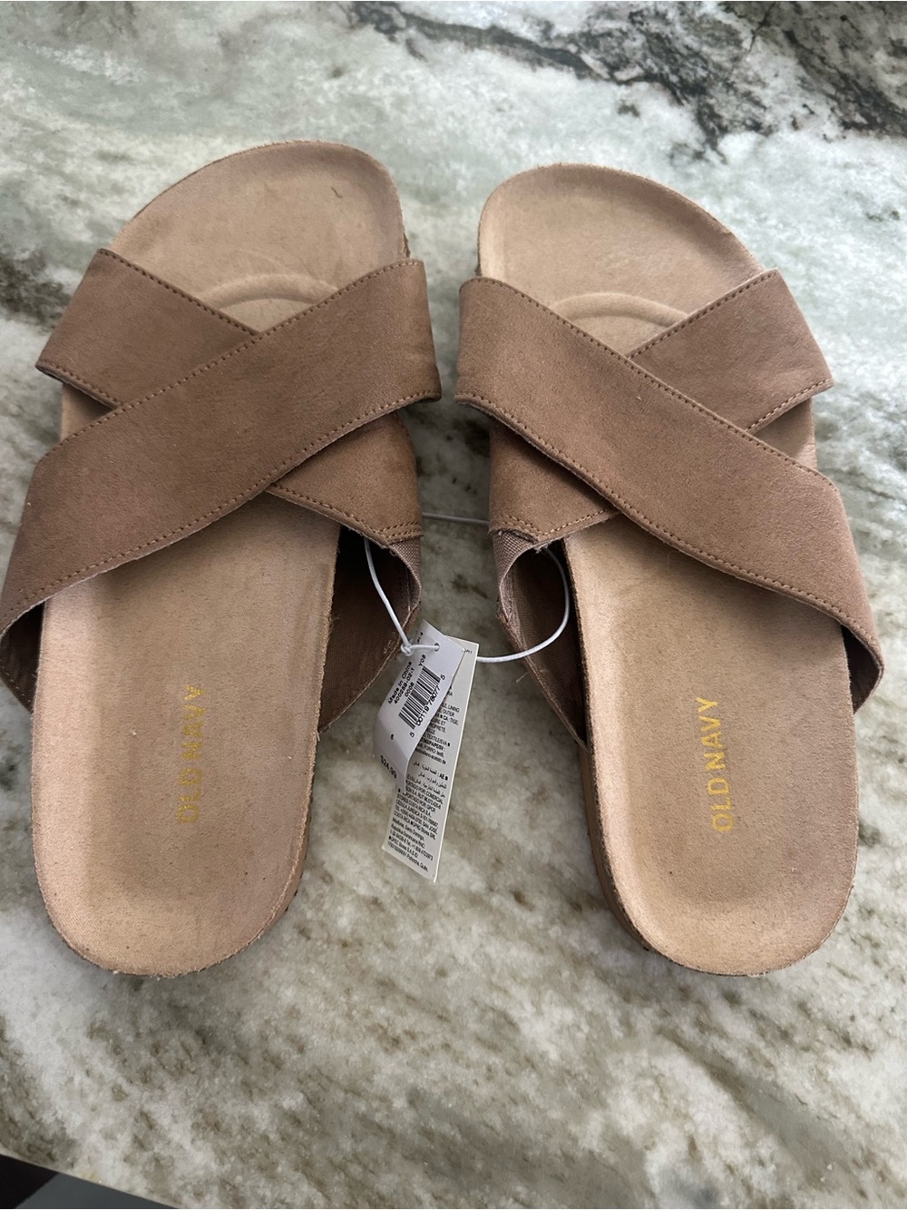 Old Navy Women's Brown Crossover Slide Sandals